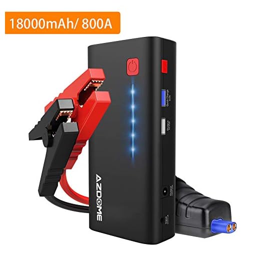 AZDOME Arrancador de Coche Booster 800A 18000mAh,Arrancador Batería Diesel Portátil,Jump Starter Profesional Arranque Potente(6.5L Gas o 5.5L Diesel),para Moto,Tractor,Barco,Furgoneta y Camiones