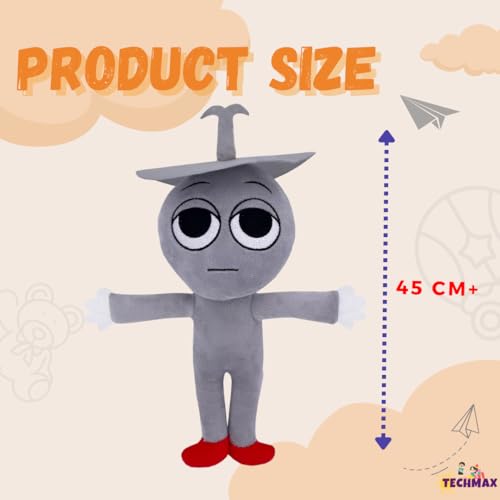 Image of Customized Text Grey Hat Standing Sprunki Plush Toys