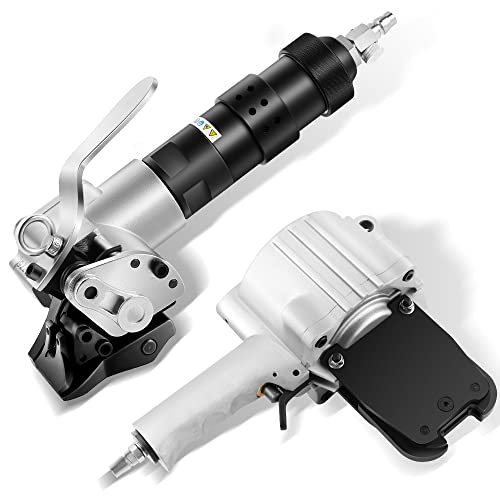 Flyrivergo Steel Strapping Tool Pneumatic Metal Strapping Machine Tensioner and Cutter Sealer Heavy Duty Split Type Baler for 1.25''/32mm Width Strapping (32mm/1.25inch)