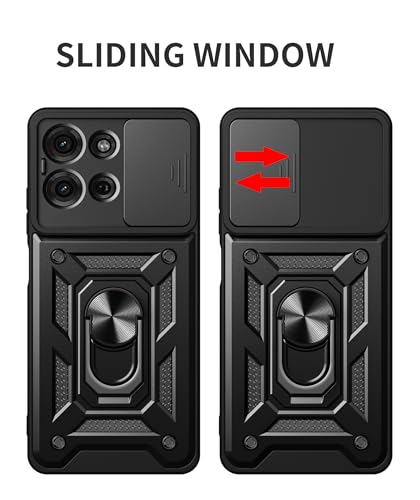 Image of for Motorola Moto G75 5G Case with [2 Pack] Tempered Glass Screen Protector, for Moto G75 Case Heavy Duty Armor [Military-Grade] Protective，with Magnetic Stand Phone Cover Black