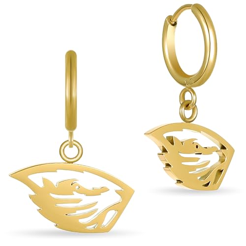Stone Armory Earrings for Oregon State University Jewelry Gifts for Women, Graduation – Stainless Steel Skin-Friendly Oregon State Beavers Earrings 18K Gold Finish Beaver Hoops