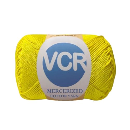 Image of VCR 4 Ply Lemon Yellow 100% Mercerized Cotton Yarn, 60 Grams Hank, 190 Meters Length, Cotton Combed Ball, Smooth and Glossy Crochet Yarn for Crochet and Knitting, Pack of 1, Suitable for DIY Crafts