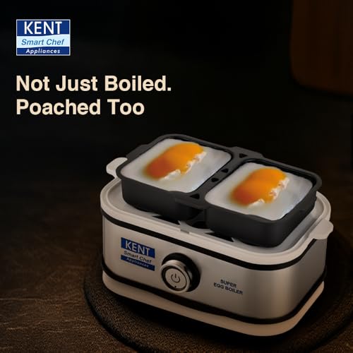 Image of KENT Super Egg Boiler | 3 Boiling Modes | Stainless Steel Body and Heating Plate | 6 Eggs at a Time | Automatic Turn-Off | Silver