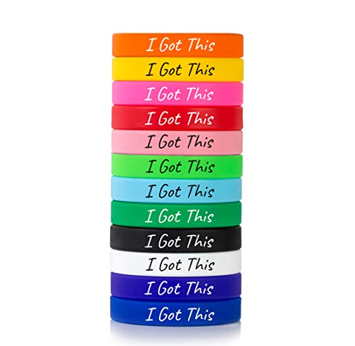 MZZJ 12 Pack-Motivational Faith Positive Inspirational Bracelet 7.5Inches 12MM Silicone Rubber Waterproof Outdoor Sport Band for Unisex,Encouragement Gift Graduation Gift for Daughter Sister