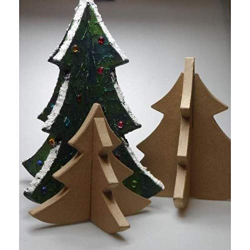 UNICRAFT Set 3 sapins en Papier maché, Brut, standart Cover