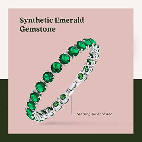 Kezef Cubic Zirconia Tennis Bracelet Eternity Round Cut 7Mm Simulated Emerald Green 7 Inch For Women #TOP1