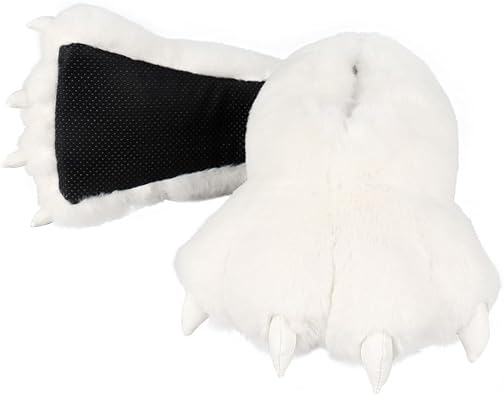 Animal Paw Slippers for Adults, Plush Bear Claw House Shoes with Non-Slip Sole, Cozy Cosplay Slippers for Halloween
