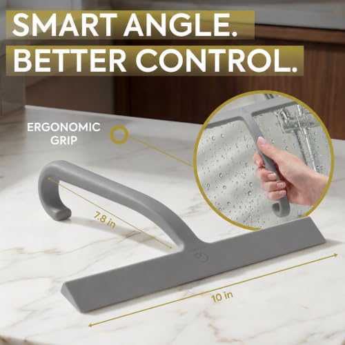 Image of GUTEWERK Shower Squeegee for Glass Doors, 10″ Gray with No-Drill J-Hook