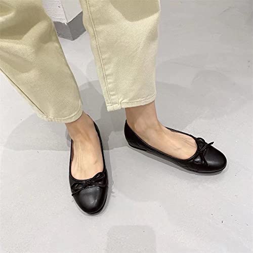 Stunner Women's Casual Flats Comfortable Round Toe Slip On Ballet Flats with Bow Decoration4