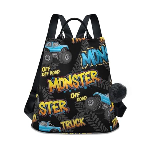 Sac à dos antivol pour femme bleu Monster Trucks pour le métro