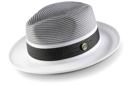 MONTIQUE Braided Pinch Front Fedora Hat for Men | Sophisticated Fedora Hats Sleek Design Men’s Fashion | White Large H-87
