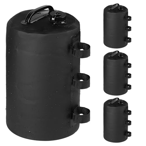 SWAWIS 8 Piezas Pesos para Carpas de 500D PVC, 10L Bolsa Arena Contrapeso con Dispositivo Antirretorno, Peso per Pergola para Tienda de Campaña Emergente Sombrillas de P atio(Negra)