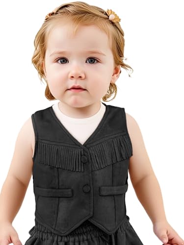 Toddler Kids Cowboy Cowgirl Waistcoat Halloween Sleeveless Suede Tassels Jacket Vest Top
