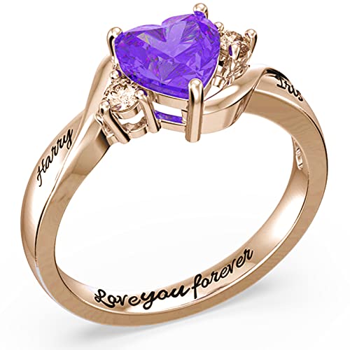 Shusukue Rose Gold Plated Custom Graduation Rings For Women 2023 Sterling Silver High School College Class Ring Personalized Birthstone Ring Graduation Gift Birthday Jewelry Gifts For Girls Graduates #TOP2