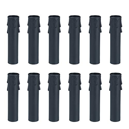 12Pcs 4"Tall Chandelier Candle Covers, Black Candle Sleeve, Candle Socket Covers, Chandeliers Base Accessories, Thick Plastic Chandelier Parts, Flame Retardant Materials,Fit To Most Chandeliers #TOP1