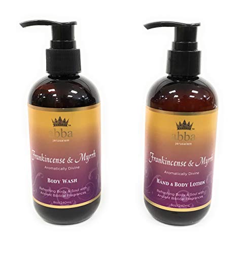 Set of 8oz Frankincense & Myrrh Body Wash and Hand & Body Lotion