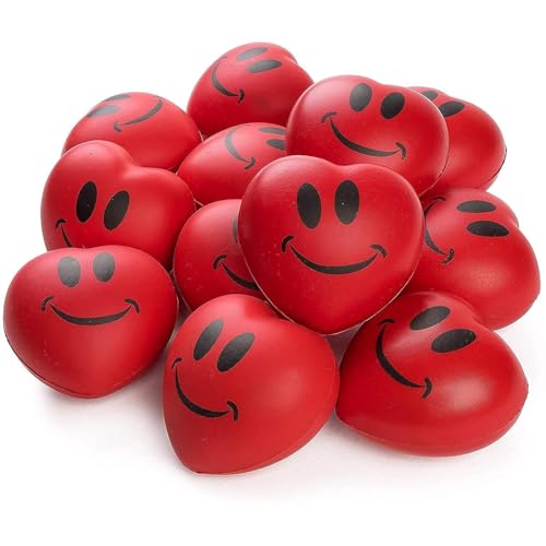 Neliblu Set of 12 Heart Stress Balls - 3-Inch Valentines Stress Balls - Red Squishy Heart...