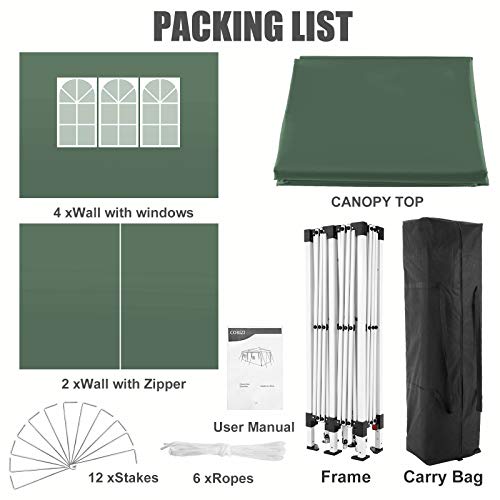 Image of COBIZI Canopy 10x20 Pop Up Canopy Tent,Yellow