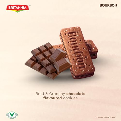Image of Britannia The Original Bourbon Chocolate Creme Biscuits Family Pack, Classic Chocolate Sandwich Cookies, 800g (28.22 oz / 1.76 lb), 8 Packs Inside
