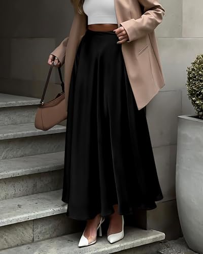 BTFBM High Waisted Skirts for Women Fall Clothes 2025 Elegant Satin Flowy A-Line Cocktail Formal Night Out Maxi Skirt2