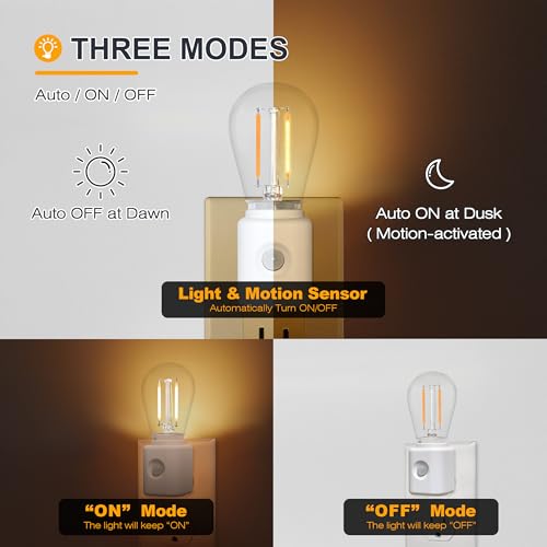 Image of LED Motion Sensor Night Light, 2-Pack, Motion Activated Night Light, Night Lights Plug into Wall Motion Sensor, 2700K Warm, Adjustable Brightness 10-100LM, for Kids Adults Bathroom Bedroom