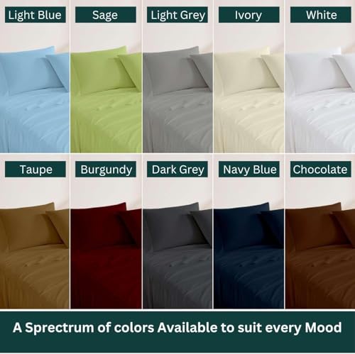 Image of NON Sticky cotton Premium 4 Piece Egyptian Cotton Fitted Queen Sheet Set, Hotel Quality Soft Breathable Bedding Sheets, 9 inch Deep Pocket, 60 inch X 80 inch, Light Blue Solid