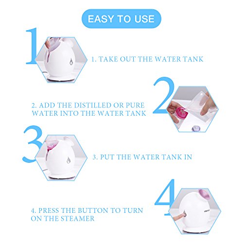 KINGDOMCARES Hot Mist Facial Steamer Warm Nano Ionic Moisturizing Face Humidifier Personal Home Sauna SPA Unclogs Pores Blackheads Acne Comedone Removal Facial Hydration System Nano Sprayer Pink