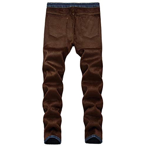 Men's Fleece Lined Stretch Skinny Jeans Winter Thicken Warm Denim Pants3