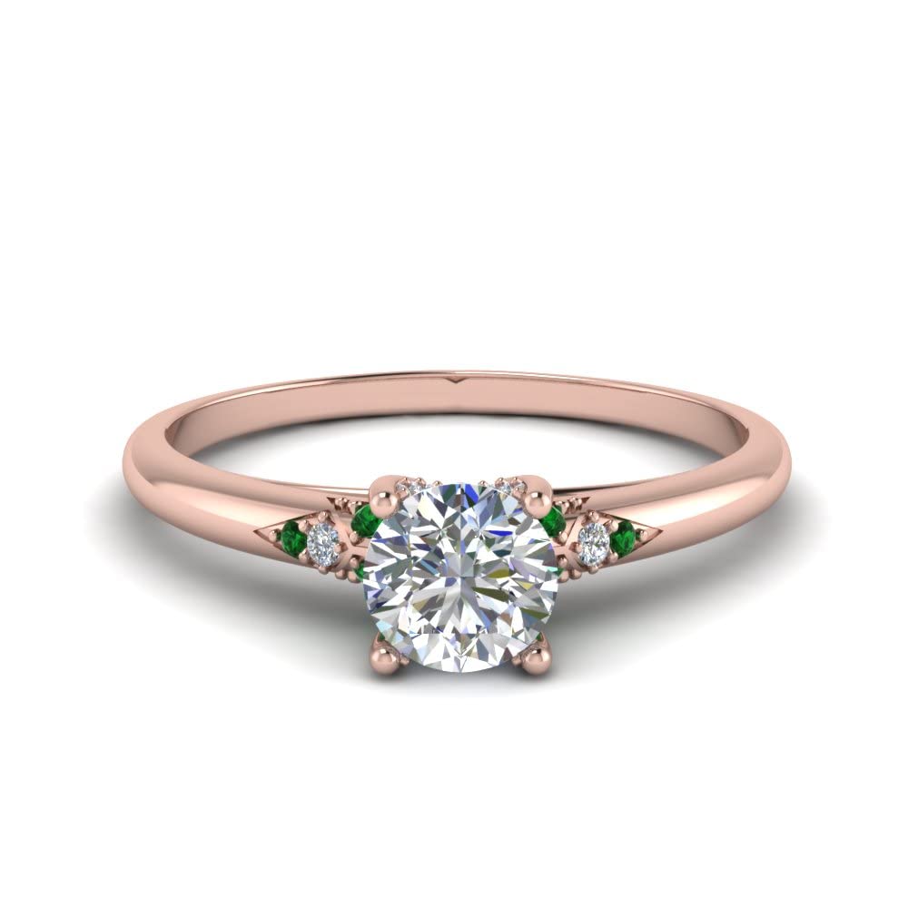 Choose Your Gemstone Petite Dome Engagement Ring Rose Gold Plated Round Shape Petite Engagement Rings Everyday Jewelry Wedding Jewelry Handmade Gifts for Wife US Size 4 to 12