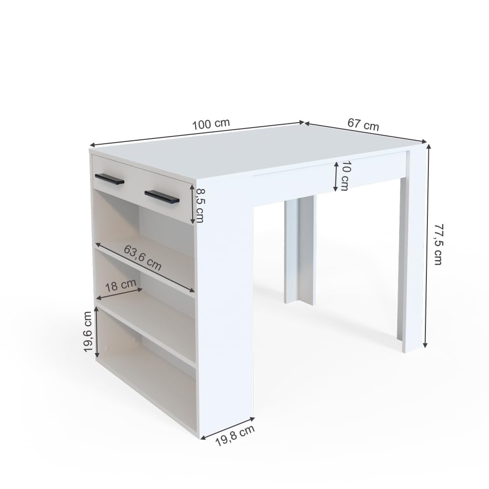Vicco Esszimmertisch Repose, Weiß, 67 x 100 cm