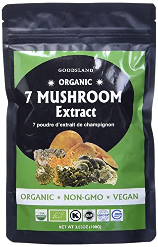 7 Mix Mushroom Powder Extract 100G Certified Organic Ganoderma Reishi, Chaga, Cordyceps, Lion's Mane, Morel, Maitake, Shiitake Mushroom #TOP22