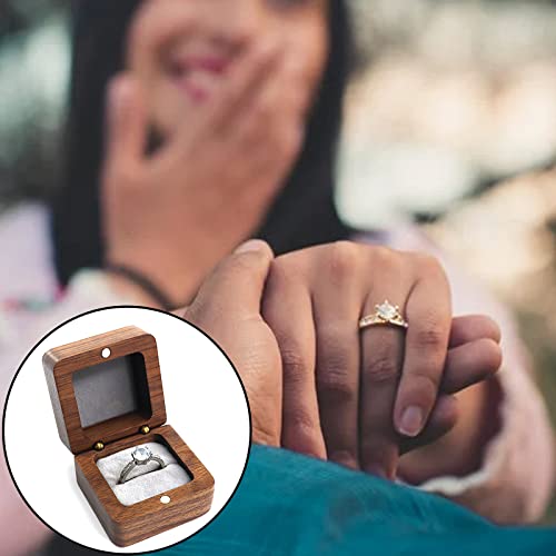ODOOKON Scatola per Anello in Legno con Cuscino