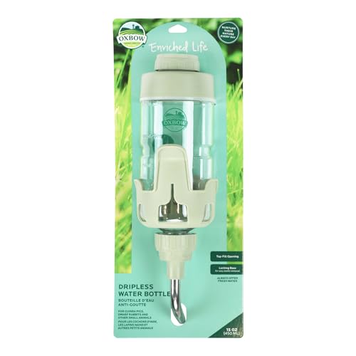 Oxbow Enriched Life Dripless Water Bottle, Essential Small Pet Accessory for Guinea Pig Cages & Rabbit Cage, Bunny Supplies, 15oz / 450ml
