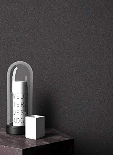 NEWROOM Tapete Schwarz Vlies Unifarbe - Elegante Struktur Unitapete für Wohnzimmer Schlafzimmer Büro Flur