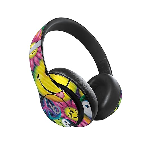 Image of MightySkins Carbon Fiber Skin Compatible with Beats Studio Pro - Peace Smile | Protective, Durable Textured Carbon Fiber Finish | Easy to Apply