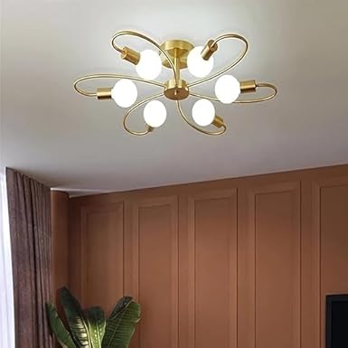 GENREE 151 Pendant Lights Lamps 6 Head Modern Ceiling Light Hanging Lamp Home Decorative Chandeliers Golden