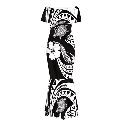 Image of Polynesian for Women S-7XL Off Shoulder Maxi Dress Hawaiian Summer Dresses