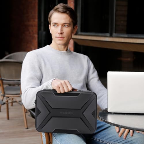 MOSISO 15-16 inch Laptop Hard Case, 15.6 inch Laptop Sleeve Waterproof Shockproof Computer Bag Compatible with MacBook HP Dell,Artistic Geometric EVA Carrying Case Hard Shell with Handle, Black - Image 6