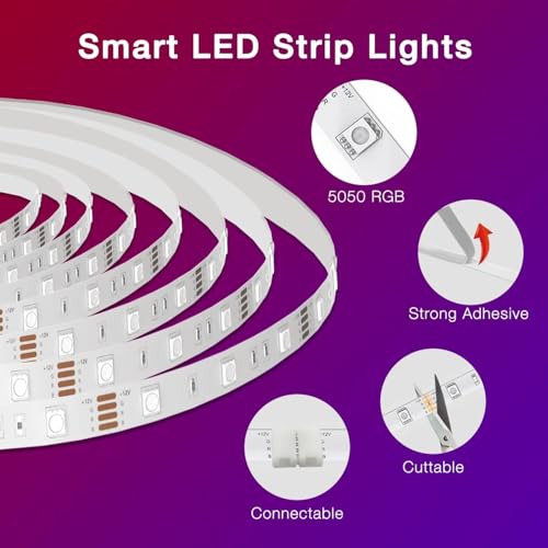 Image of DAYBETTER Smart WiFi Led Lights 200 ft, Led Strip Lights Work with Alexa and Google Assistant, App Voice Remote Control Music Sync Color Changing RGB Strip Lighting for Bedroom Room Decor, 100 ft *2