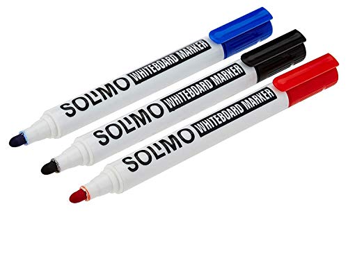 Amazon Brand – Solimo White Board Markers Set (10 Pieces, Black-5, Blue-3, Red-2)