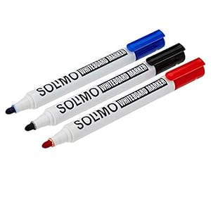 Amazon Brand – Solimo White Board Markers Set (10 pieces, Black-5, Blue-3, Red-2)