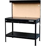 Garage Workbench with Light Wood Steel Work Bench Tools Table Home Workshop