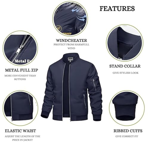 Image of MIA FASHION Jacket for Men Winter Wear Full Sleeves Jacket | Zipper Lightweight Jacket | Casual Bomber Regular Fit