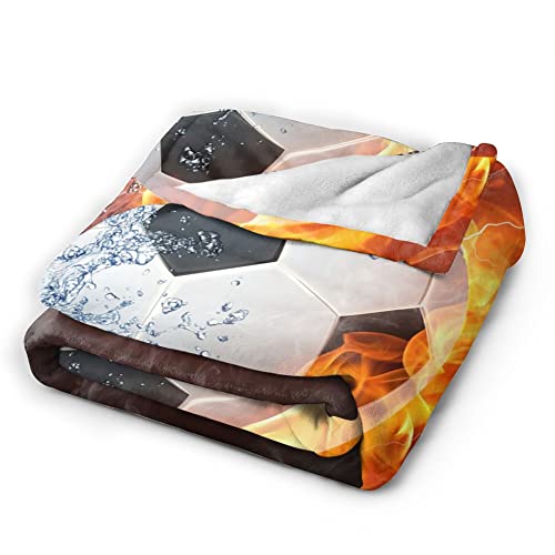 Soccer Ball Cool Sport Throw Blanket Super Soft Warm Bed Blankets Boy Bedding For Couch Bedroom Sofa Office Car, All Season Cozy Flannel Plush Blanket For Girls Boys Adults, 50"X40" #TOP2