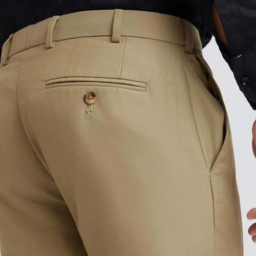 Image of Raymond Men's Slim Fit Mid Rise Structure Pattern Poly Viscose Blend Pleatless Formal Trouser