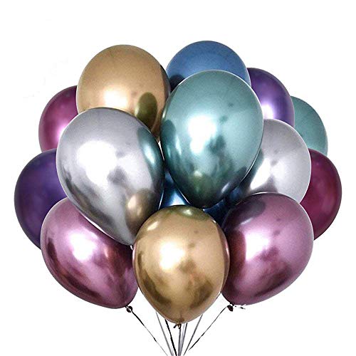 Killow 50 Piezas Globos Metalizados Globos De Helio Globos De Látex para La Fiesta De Cumpleaños Globos de Cumpleaños Cover