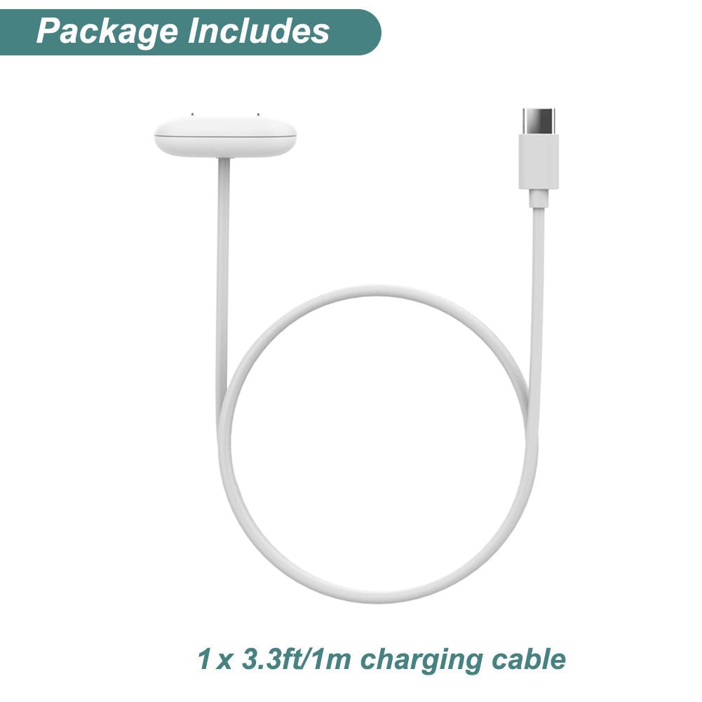 Kissmart Charger for Google Fitbit Air Screenless Activity Tracker (White) | Replacement Magnetic USB-C Charging Cable with 3.3ft/1m Cord for Fitbit Air