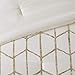 Intelligent Design, Soft Microfiber Comforter Modern Geometric Metallic Bed Set, Full/Queen, Ivory/Gold