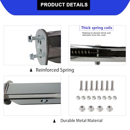 Image of 2 Pack Angled Stainless Steel Heavy Duty Spring Loaded Mud Flap Hanger Bracket Mudflap Holder Set for Semi Trucks 2-1 /2 inch Bolt Spacing 30 inch Length with Reflective Tapes