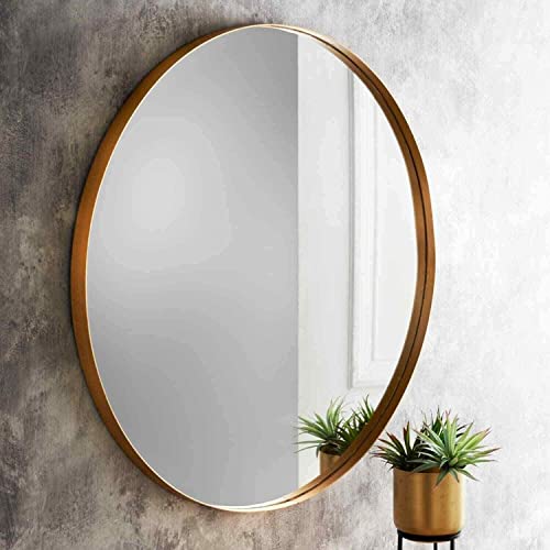 DEENZ Round Mirror 60Cm Gold Deep Aluminium Frame Wall Mounted MirrorBathroom Living Room A Must Have Mirror Very Good Size - Image 2